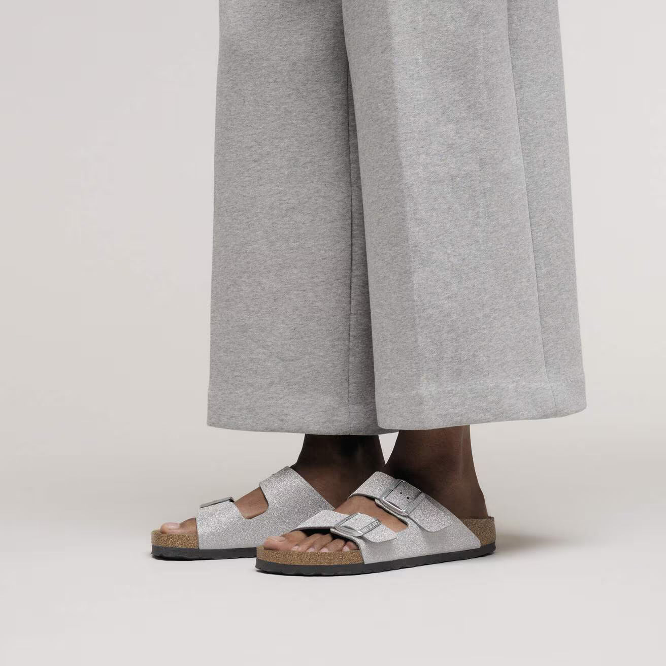 Birkenstock Arizona  Synthetics in Shiny Glitter Silver