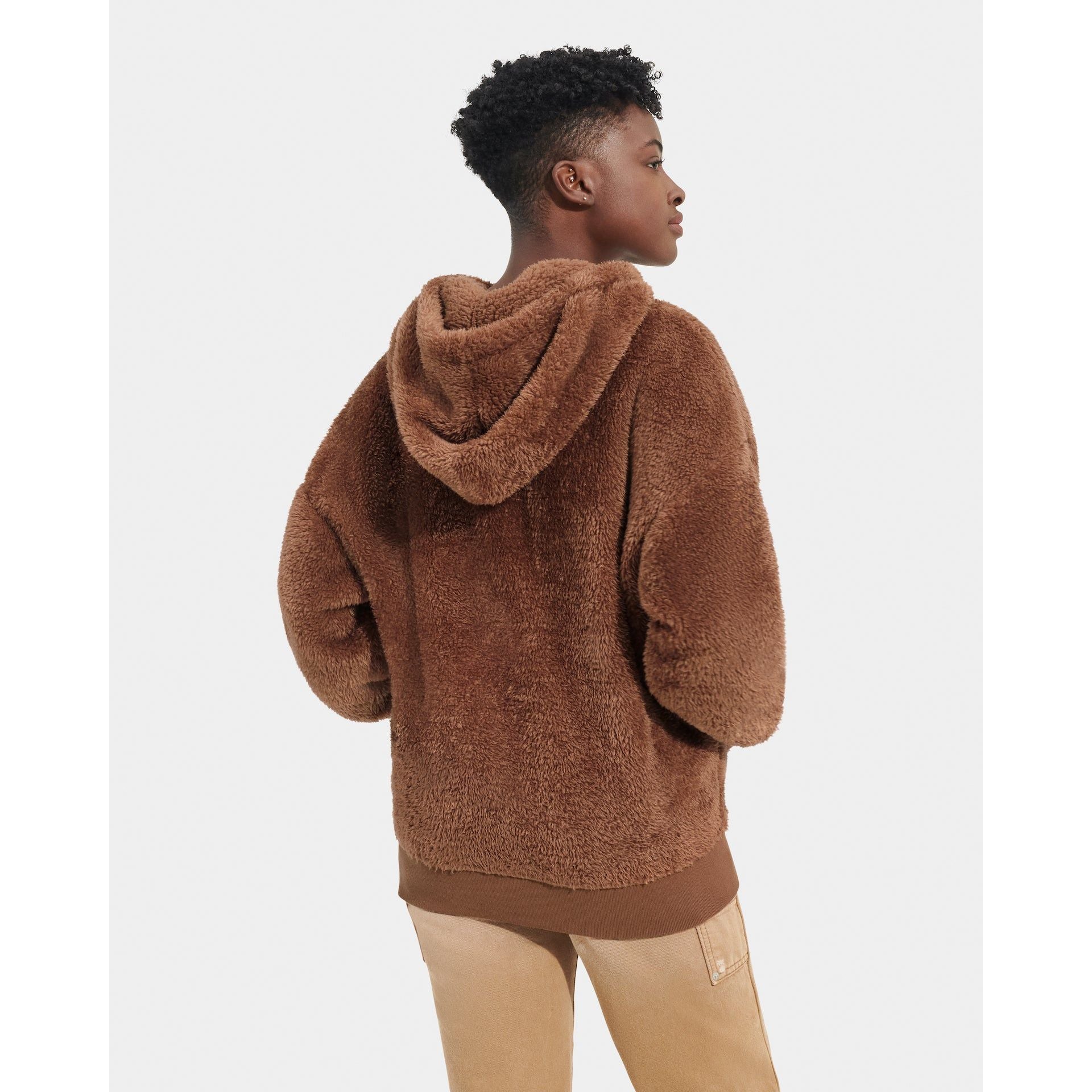 UGG Women's Loyra Sherpa Hoodie in Cedar Bark  Apparel & Accessories