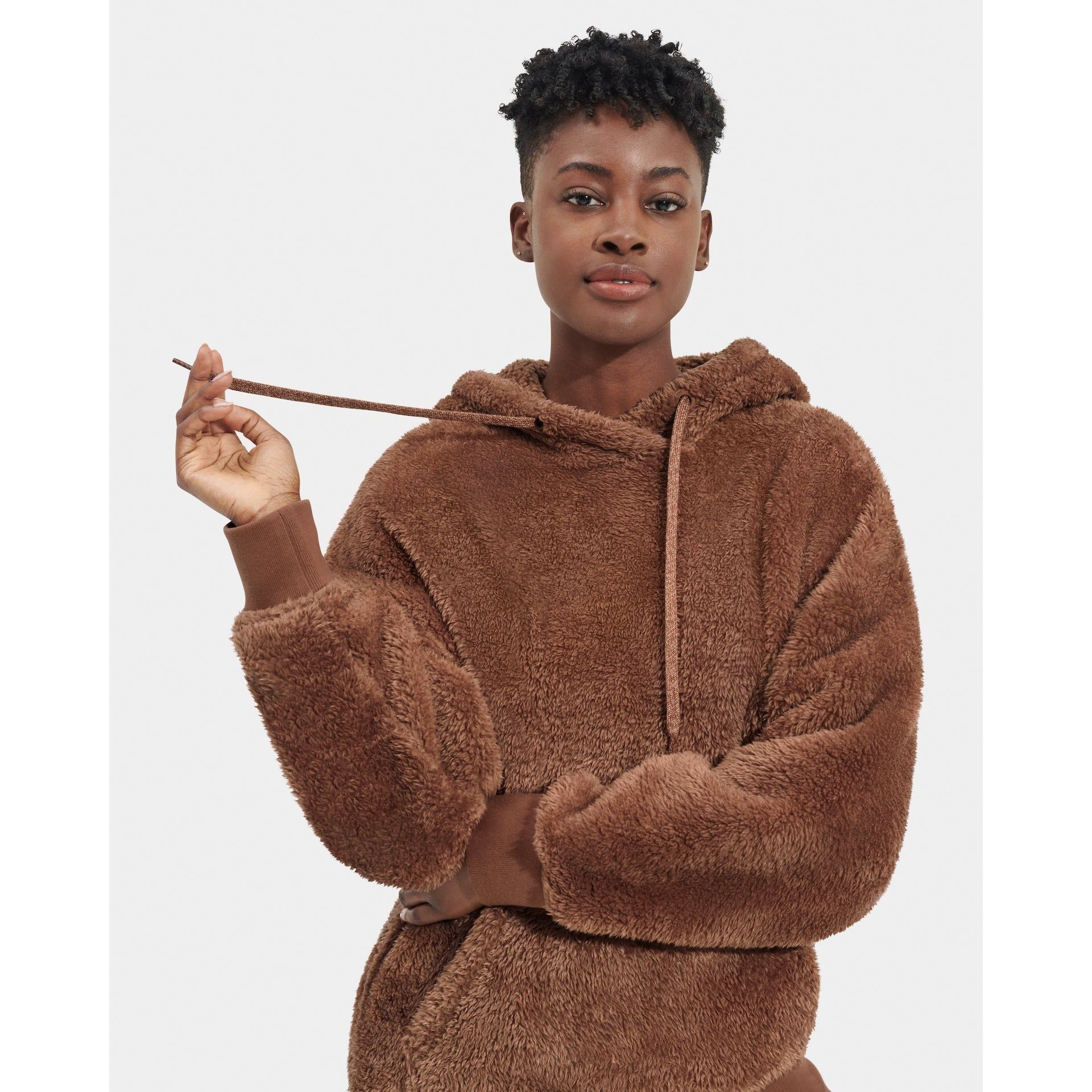 UGG Women's Loyra Sherpa Hoodie in Cedar Bark  Apparel & Accessories