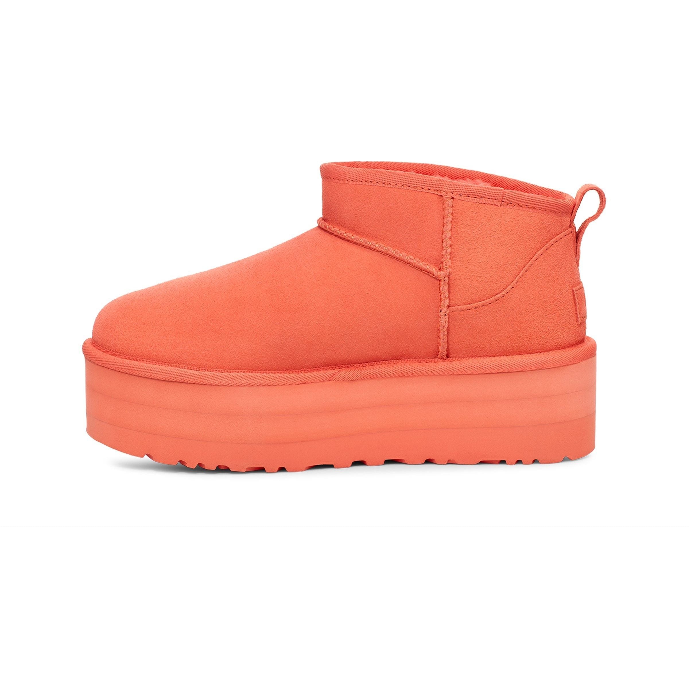 UGG Women's Classic Ultra Mini Platform in Vibrant Coral-Footprint USA