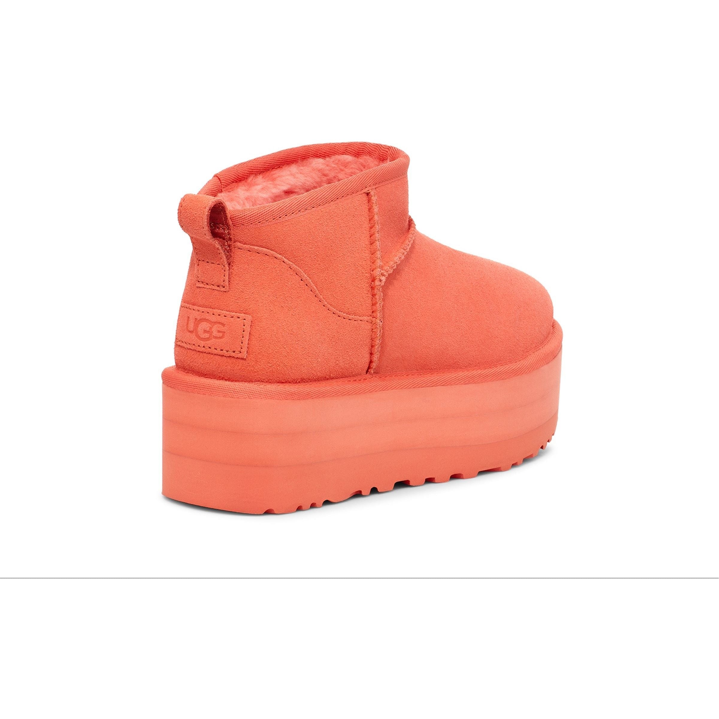 UGG Women's Classic Ultra Mini Platform in Vibrant Coral-Footprint USA