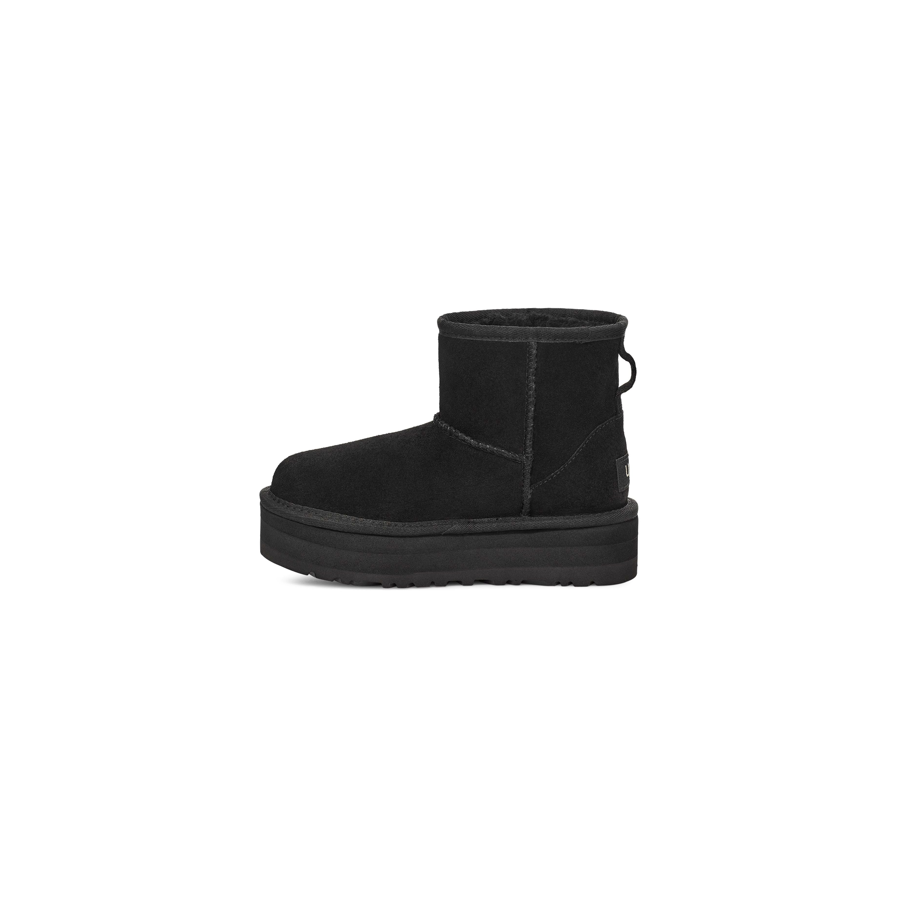 UGG Kid's Classic Mini Platform in Black  Kid's Footwear