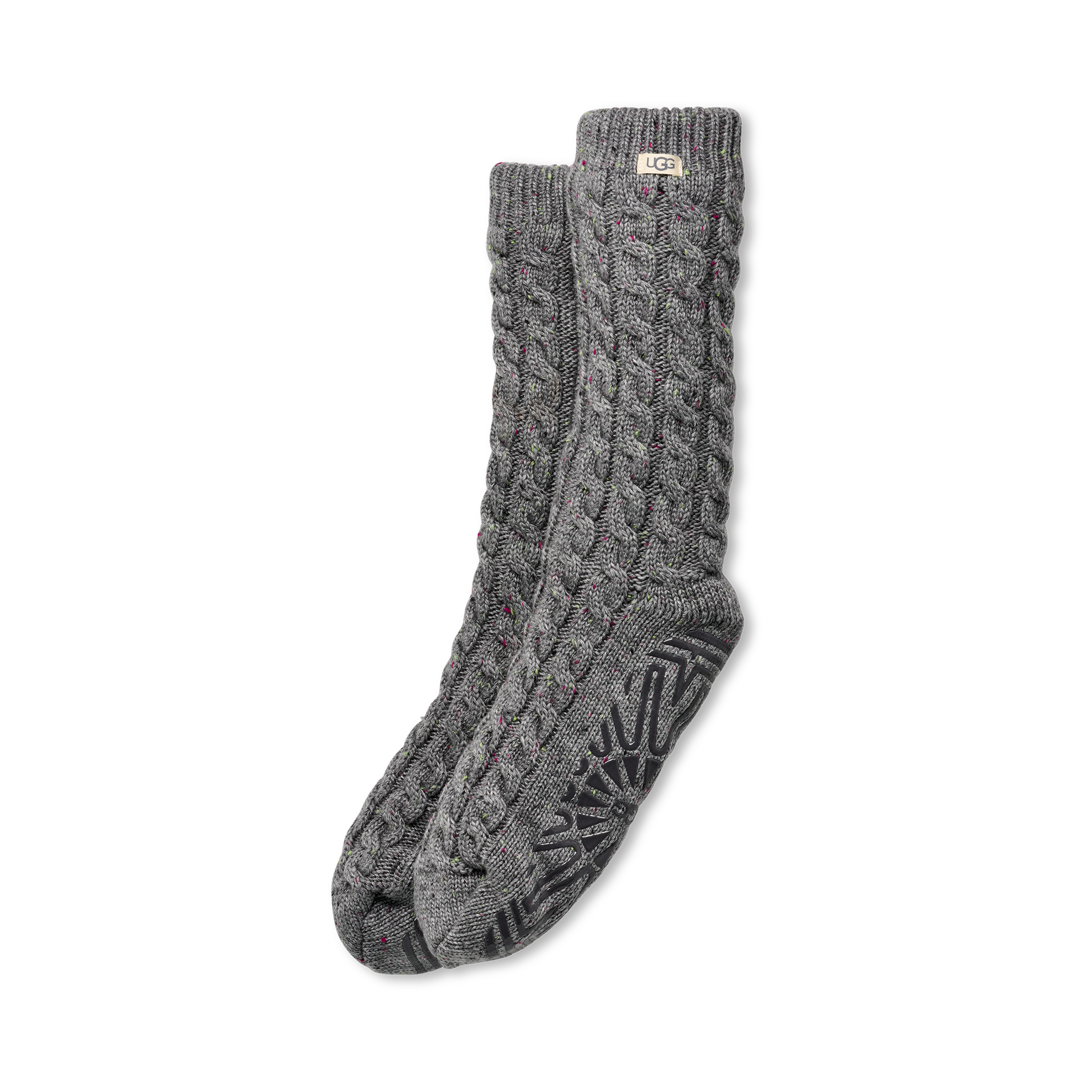 UGG Women's Elowyn Cable Knit Fleece Lined in Charcoal Heather Confetti