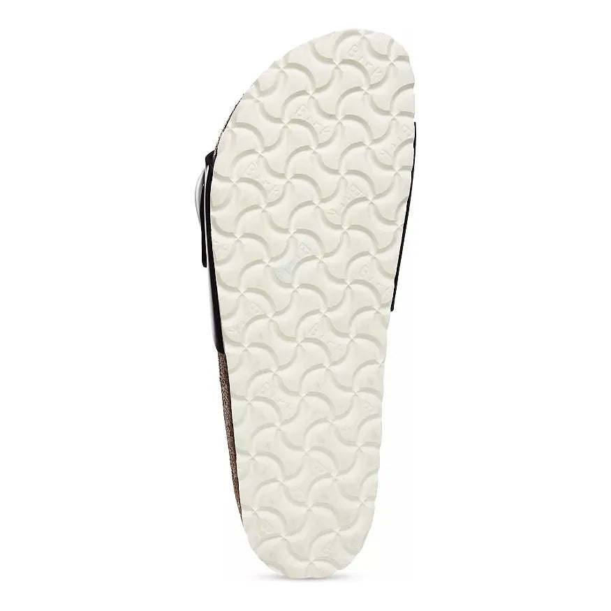 Birkenstock Madrid Big Buckle Natural Leather Patent in High Shine Black White  Women's Footwear