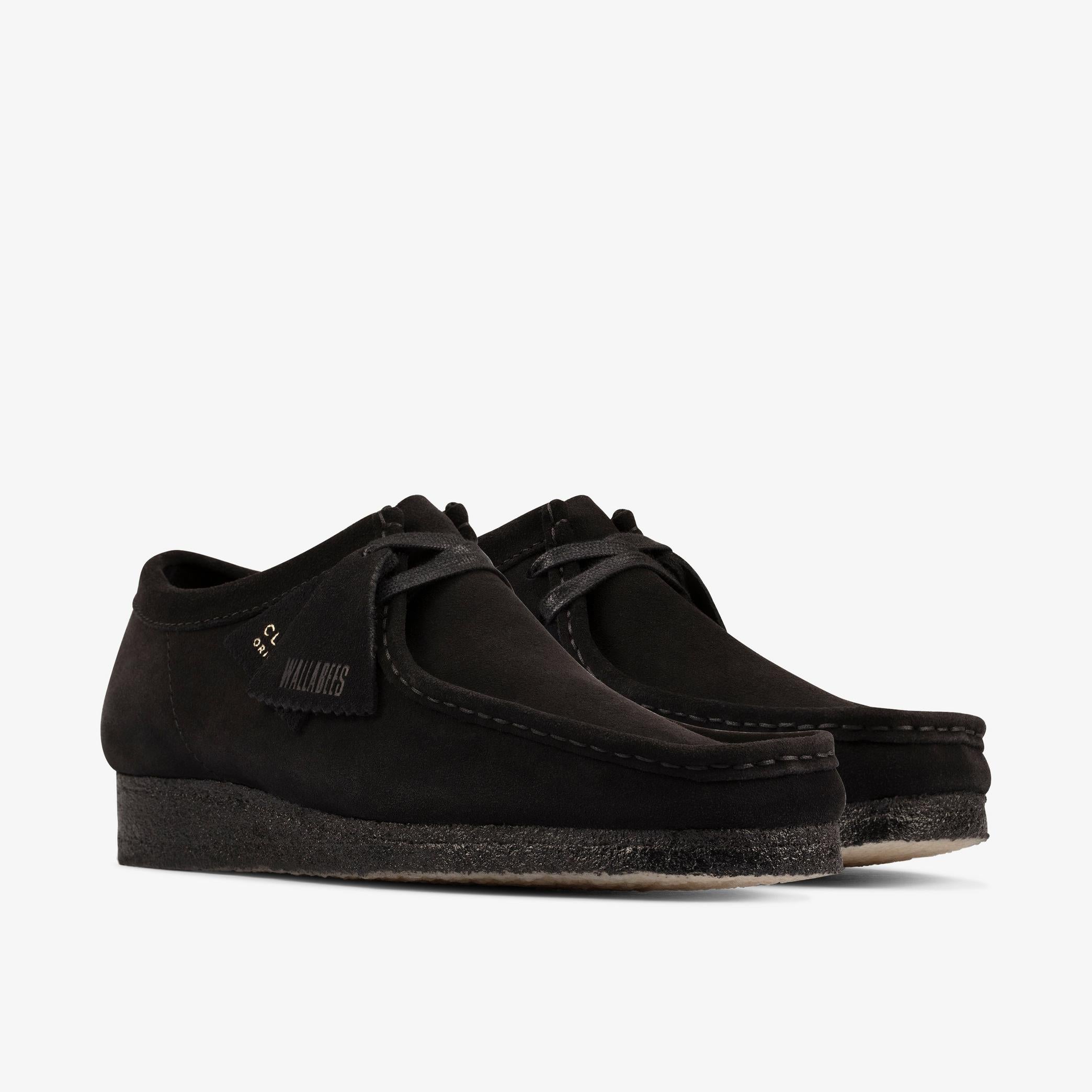 Clarks Men's Wallabee in Black Suede  Shoes