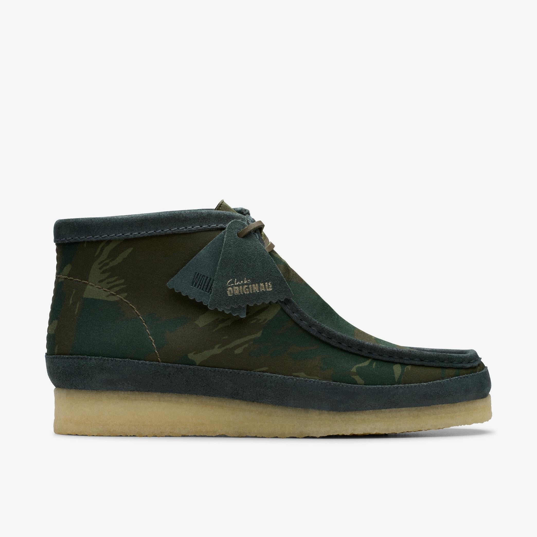 Clarks Men's Wallabee Boot in Green Camouflage  Shoes