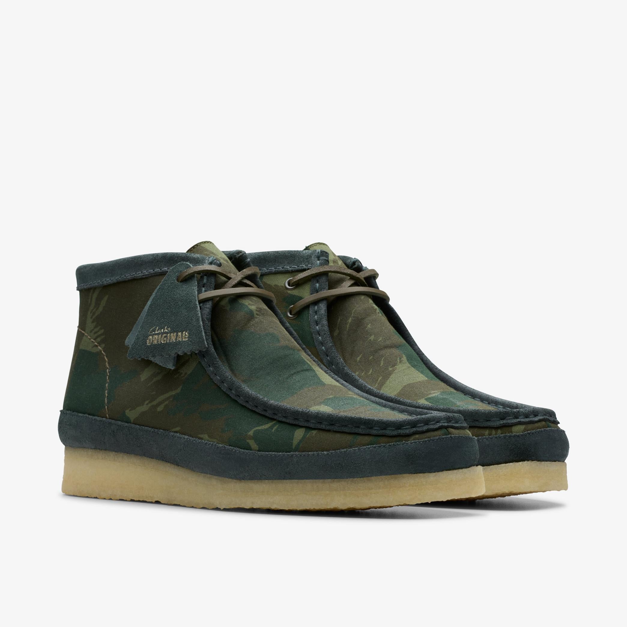 Clarks Men's Wallabee Boot in Green Camouflage  Shoes