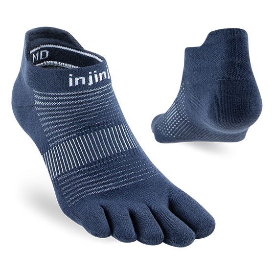 Injinji Men's Performance Run No Show Ultra Thin Sock in Navy  Accessories