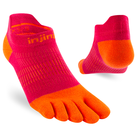 Injinji Women's Run Lightweight No-Show Ultra-Thin Cushioning in Chili  Socks