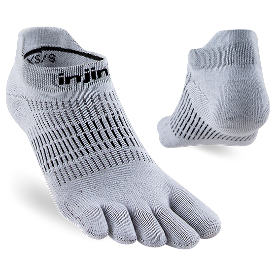 Injinji Women's Run Lightweight No-Show Ultra-Thin Cushioning in Grey  Socks