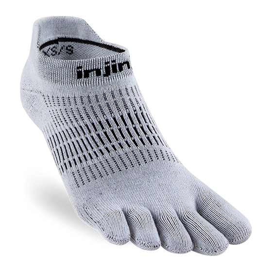 Injinji Women's Run Lightweight No-Show Ultra-Thin Cushioning in Grey  Socks