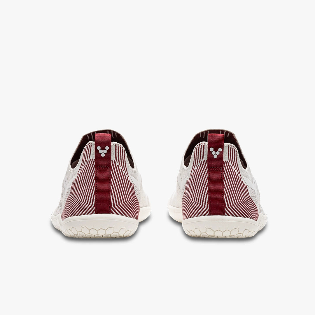 Vivobarefoot Men's Primus Lite Knit in Off White Burgundy  Men's Footwear