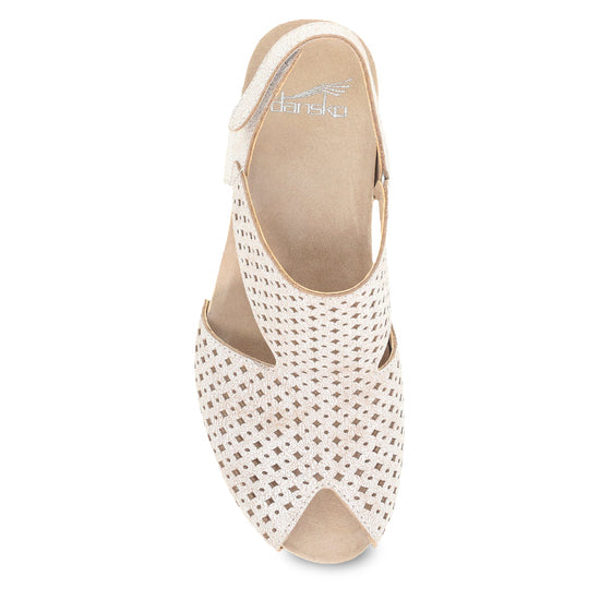 Dansko Women's Teagan in White Vintage Leather Sandal  Women's Footwear