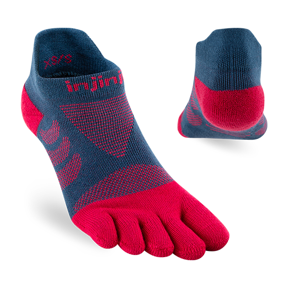 Injinji Women's Ultra Run No Show Performance Sock in Berry  Socks