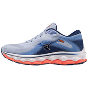 Mizuno Women's Wave Sky 7 Running Shoe in Blue Heron Silver  Women's Footwear