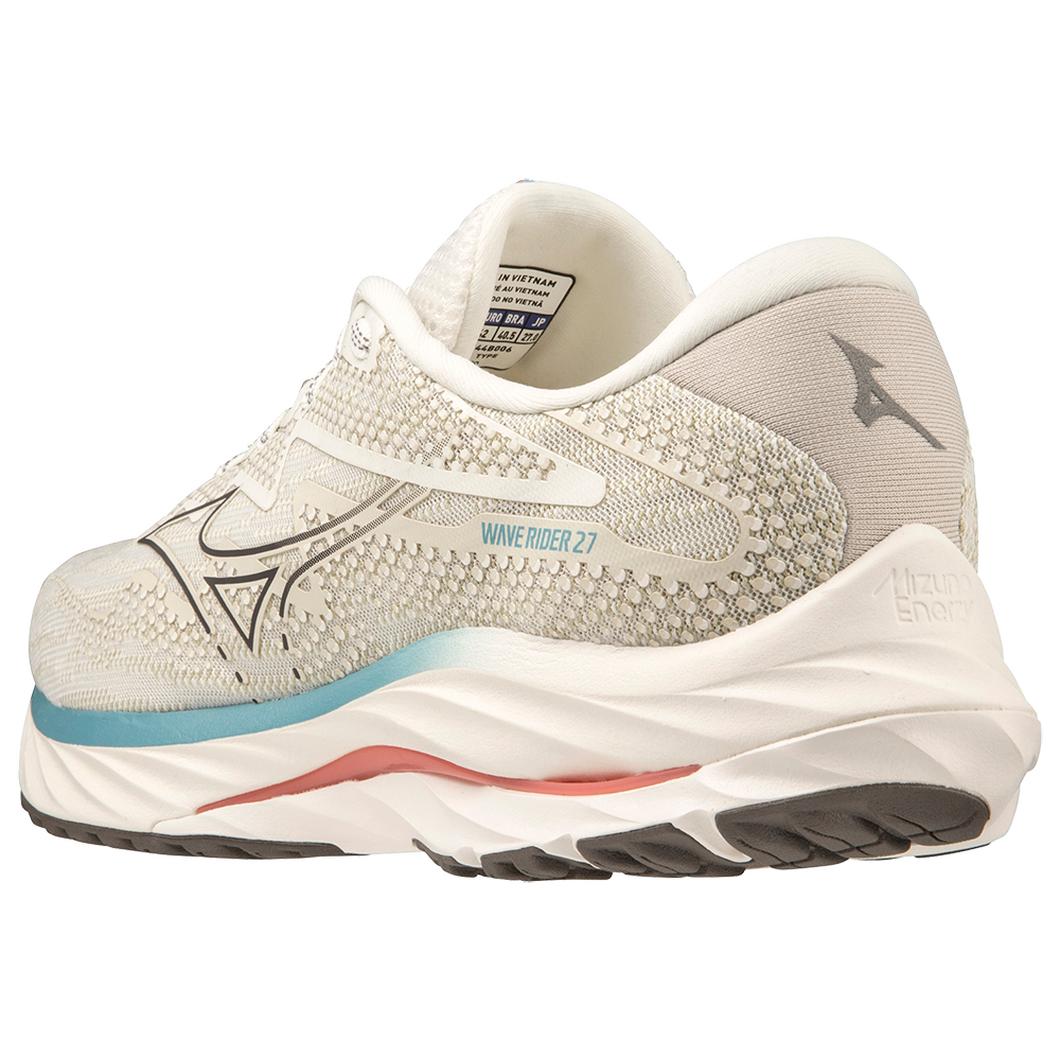 Mizuno Men's Wave Rider 27 in Snow White Granite Grey  Footwear