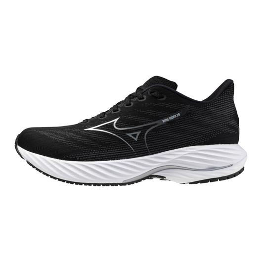 Mizuno Men's Wave Rider 28 Running Shoe in Black Silver  Men's Footwear