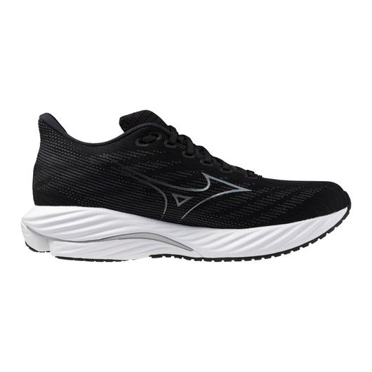 Mizuno Men's Wave Rider 28 Running Shoe in Black Silver  Men's Footwear