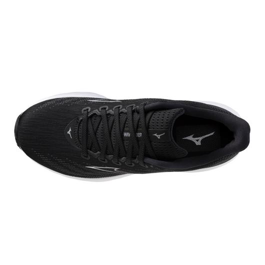 Mizuno Men's Wave Rider 28 Running Shoe in Black Silver  Men's Footwear