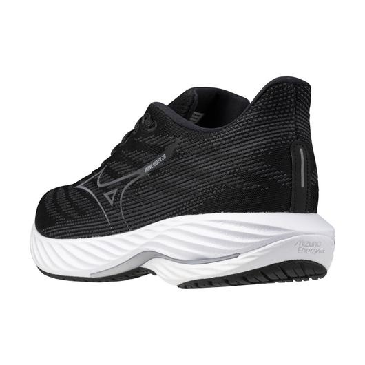 Mizuno Men's Wave Rider 28 Running Shoe in Black Silver  Men's Footwear