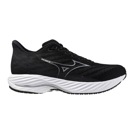 Mizuno Men's Wave Rider 28 Running Shoe in Black Silver  Men's Footwear