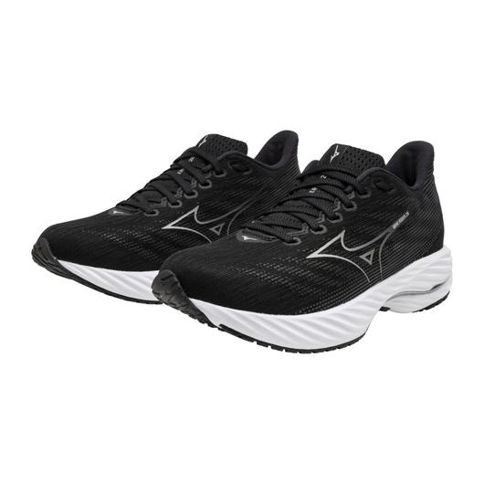 Mizuno Women's Wave Rider 28 Running Shoe in Black Harbor Mist  Women's Footwear