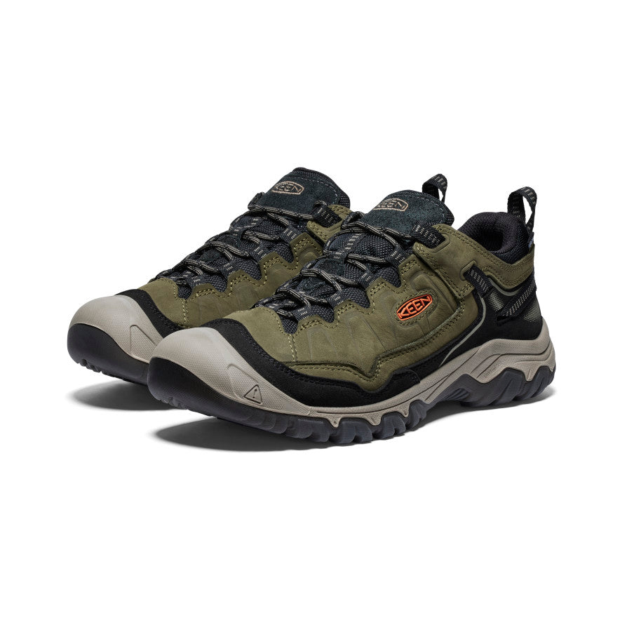 Keen Men's Targhee IV Waterproof HIking Shoe in Dark Olive Gold Flame  Men's Footwear