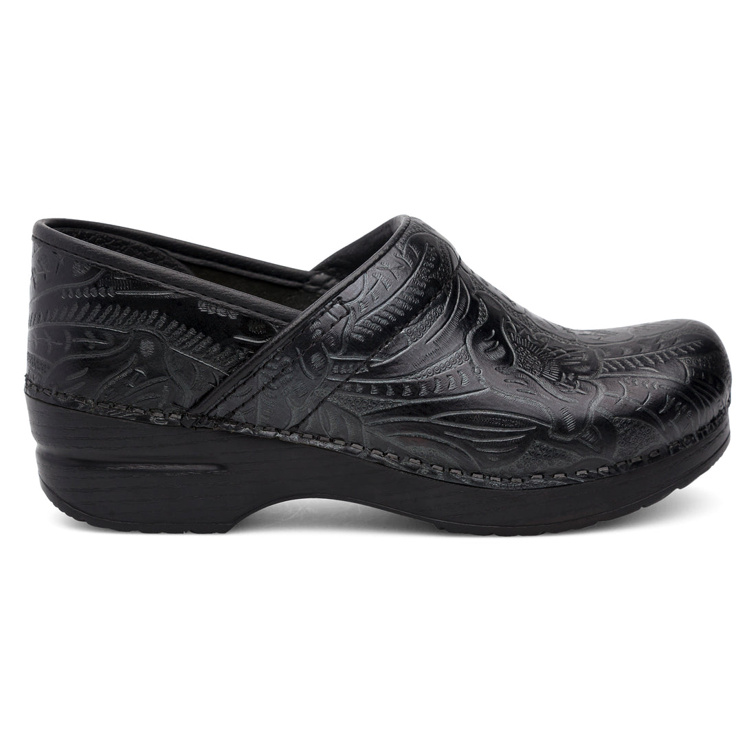 Dansko Women's Professional Clog in Black Tooled  Women's Footwear