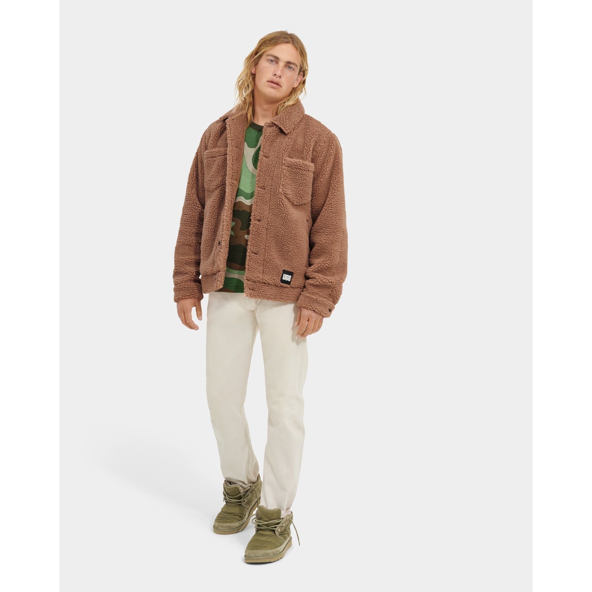 UGG Men's Janson Sherpa Trucker Jacket in Cabin  Apparel & Accessories