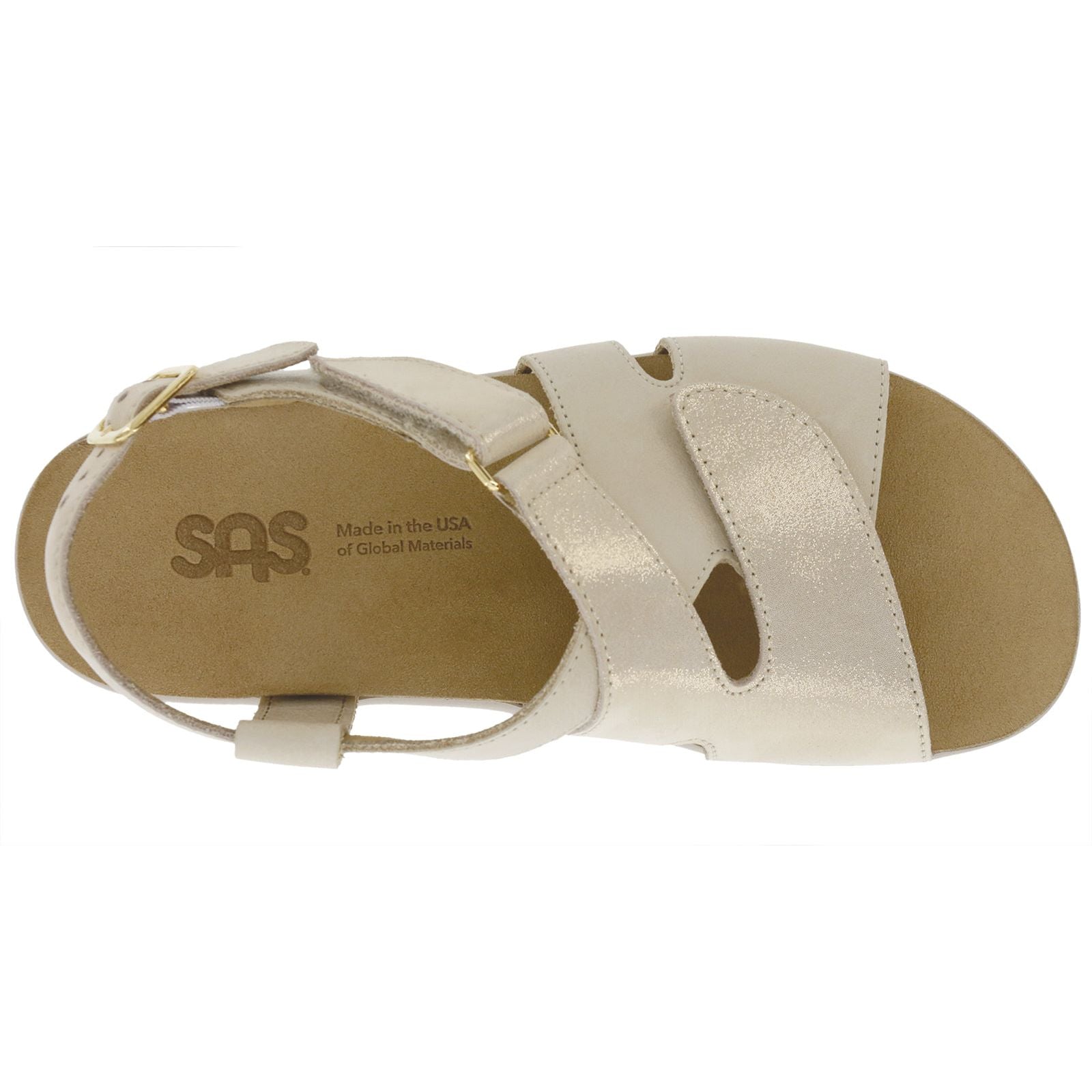 SAS Women's Huggy Heel Strap Sandal in Soft Gold