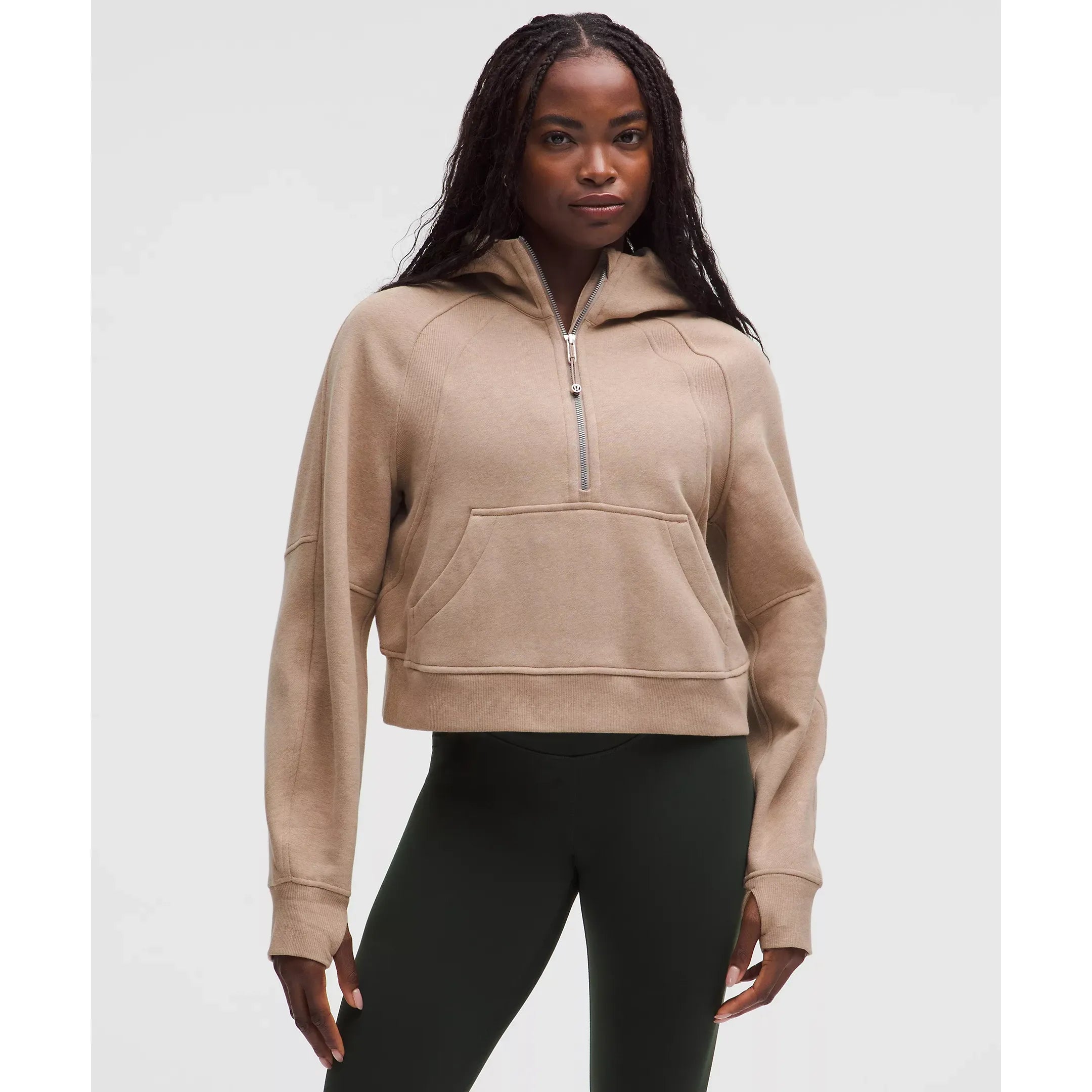 Lululemon Women's Scuba Oversized Half-Zip Hoodie in Heathered Nutmeg