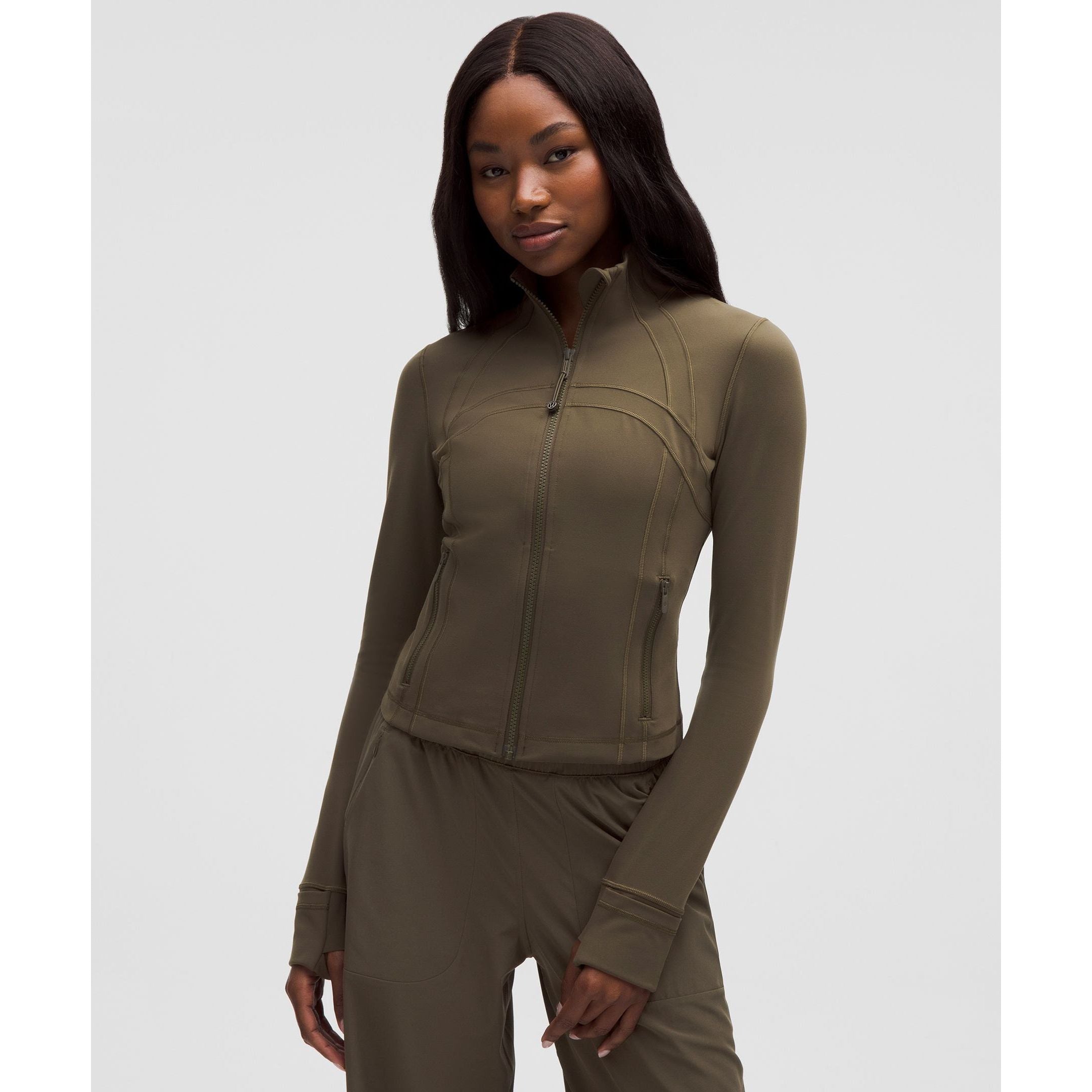 Lululemon Women's Define Cropped Jacket Nulu in Olive Brown