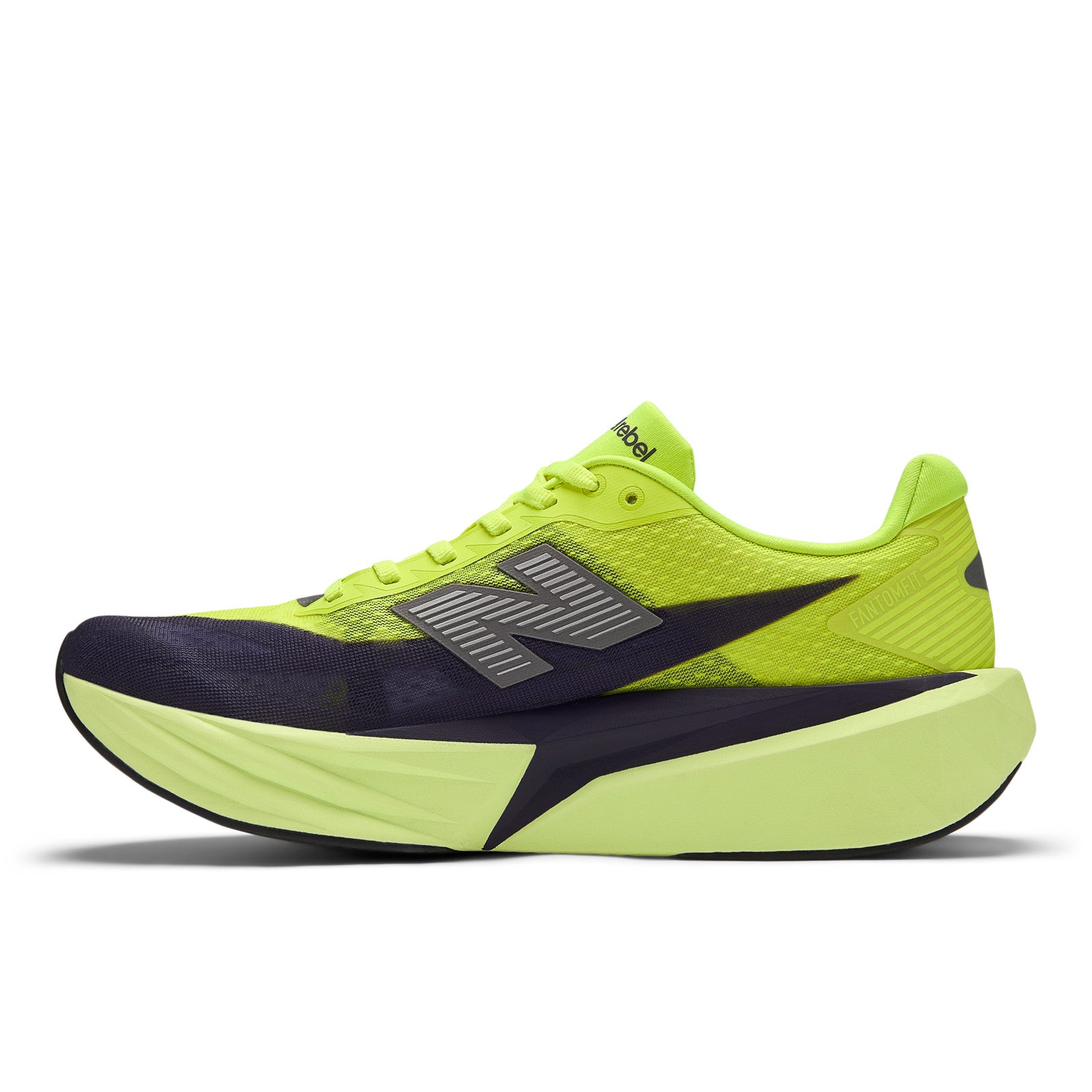 New Balance Men's FuelCell Rebel v5 in Alkaline Green with Boysenberry and Dark Silver Metallic