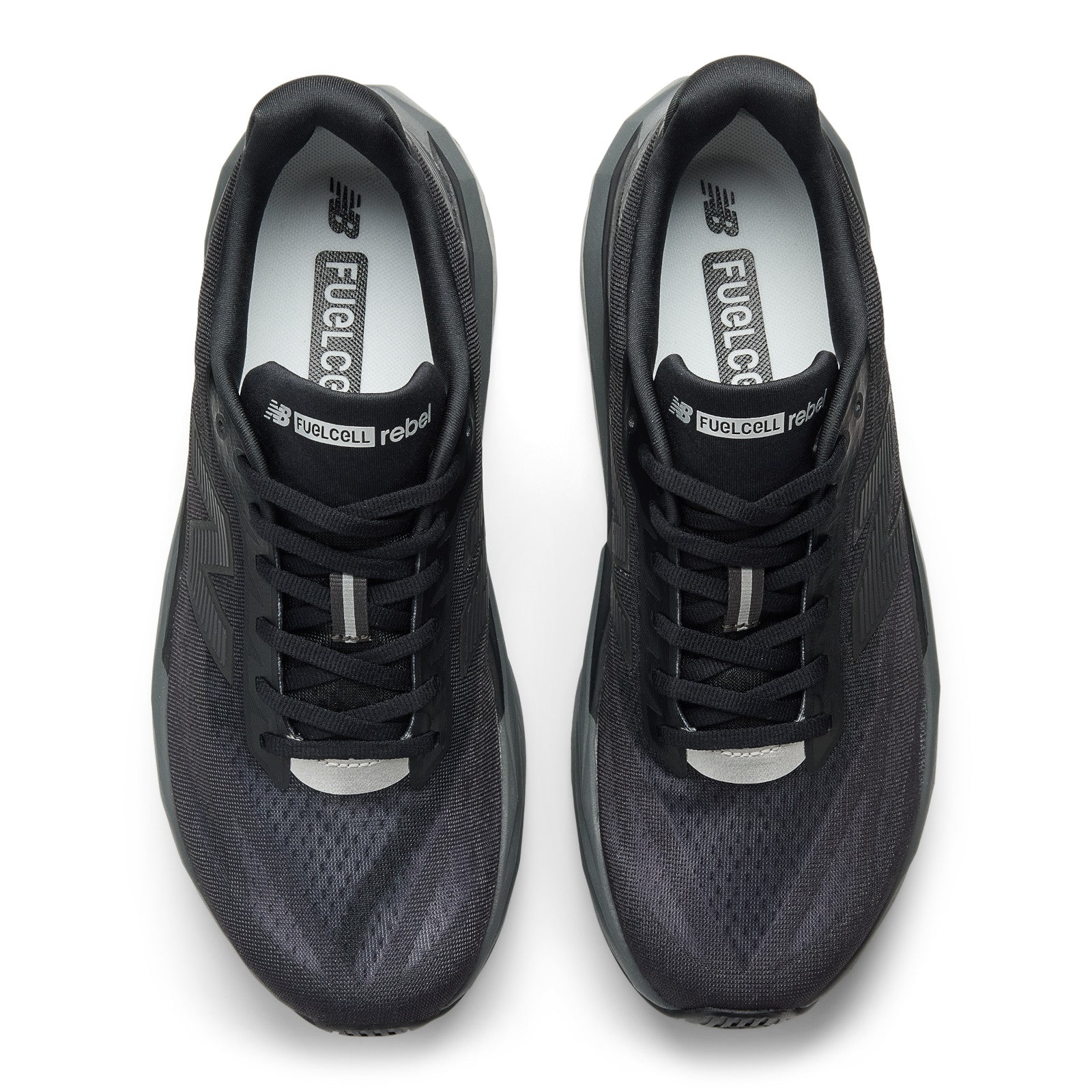 New Balance Men's FuelCell Rebel v5 in Black with Castlerock and Silver Metallic
