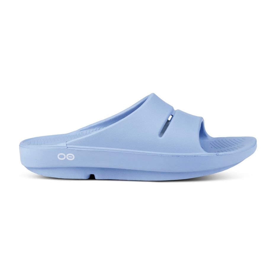 OOFOS Unisex Ooahh Slide Sandals in Neptune Blue  Men's Footwear