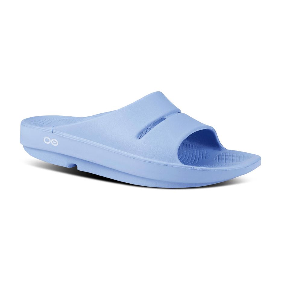 OOFOS Unisex Ooahh Slide Sandals in Neptune Blue  Men's Footwear