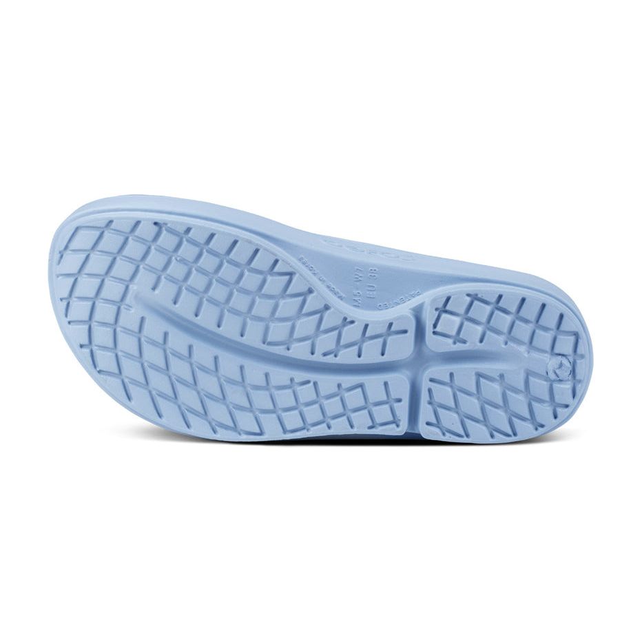 OOFOS Unisex Ooahh Slide Sandals in Neptune Blue  Men's Footwear