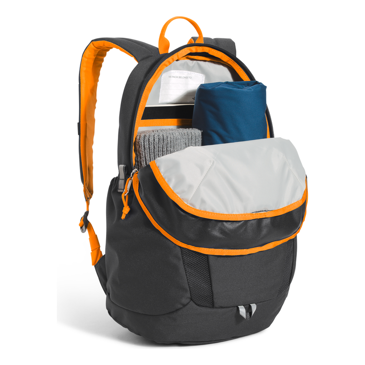 The North Face Youth Mini Recon Backpack in Asphalt Grey Cone Orange