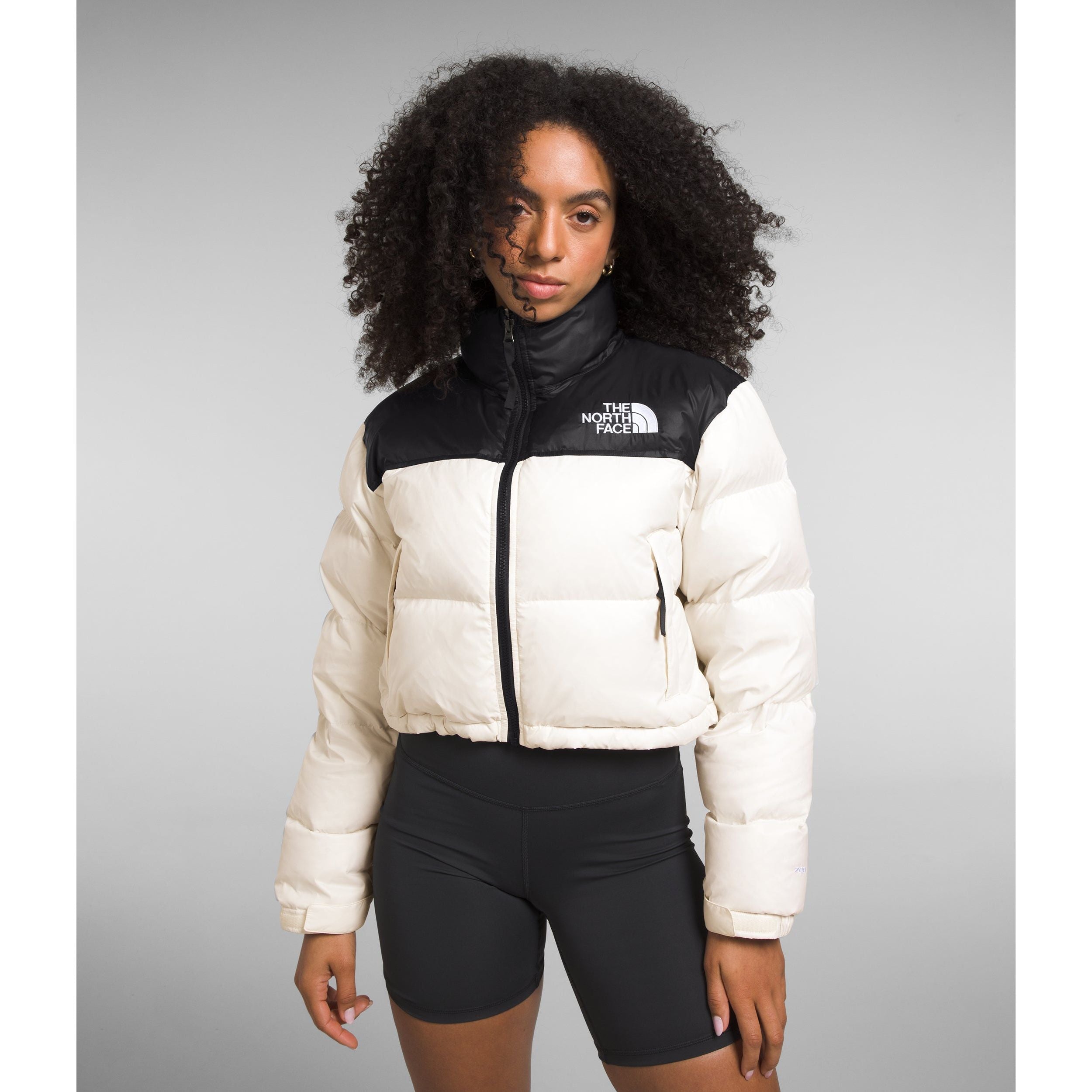 The North Face Women's Nuptse Short Jacket in Gardenia White Black  Coats & Jackets