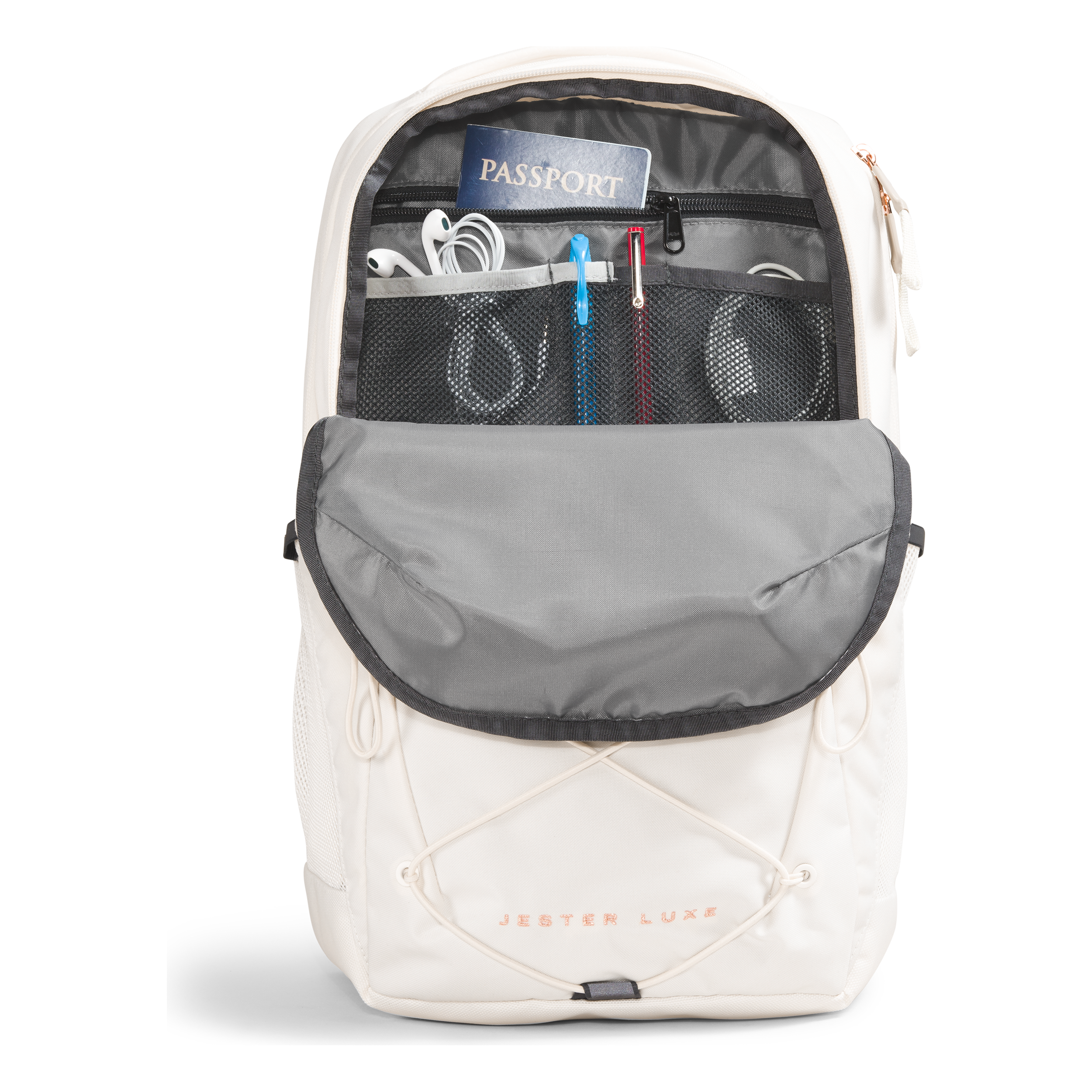 The North Face Women's Jester Luxe Backpack in Gardenia White/Burnt Coral Metallic  Accessories