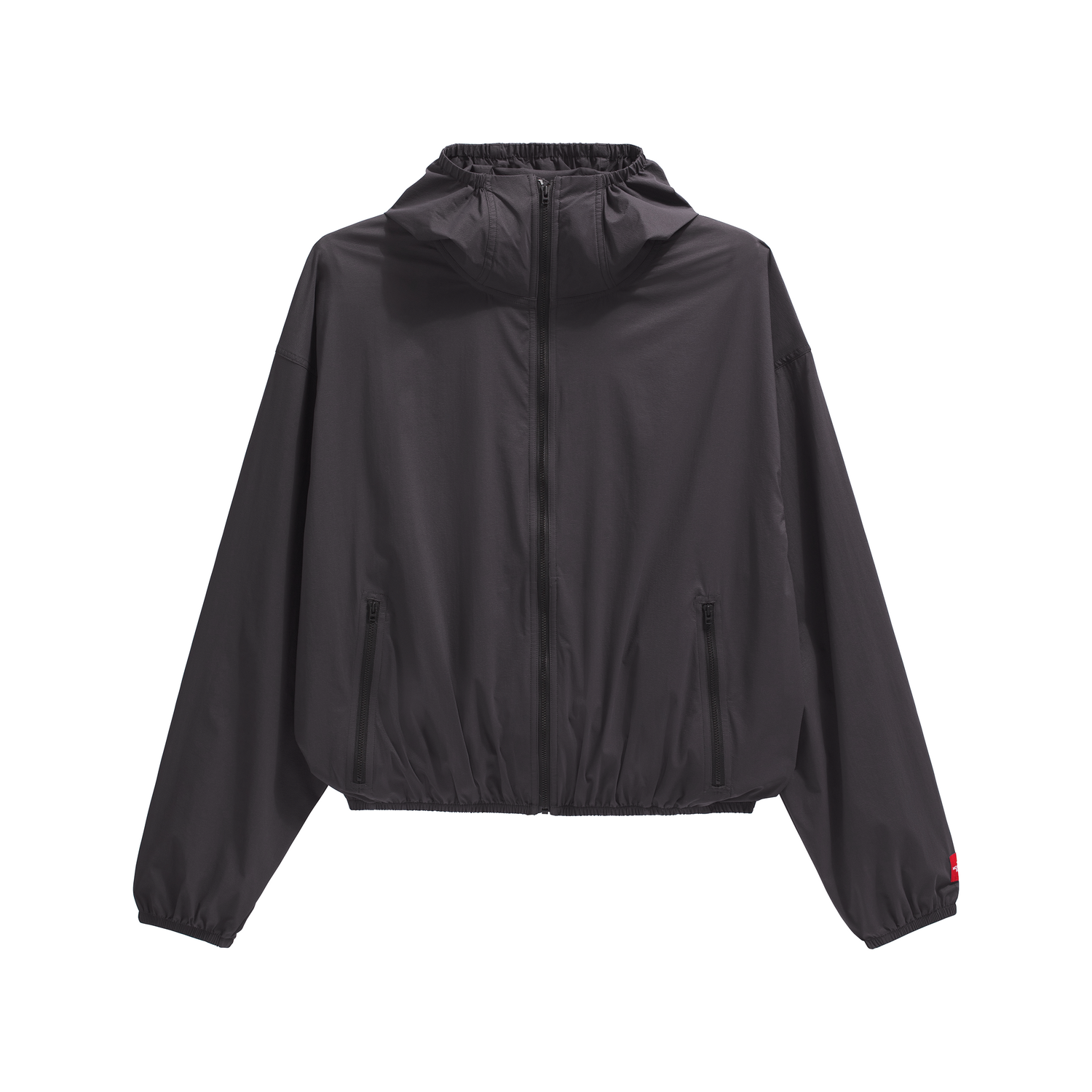 The North Face Men's Red Box Packable Hooded Wind Jacket in Obsidian