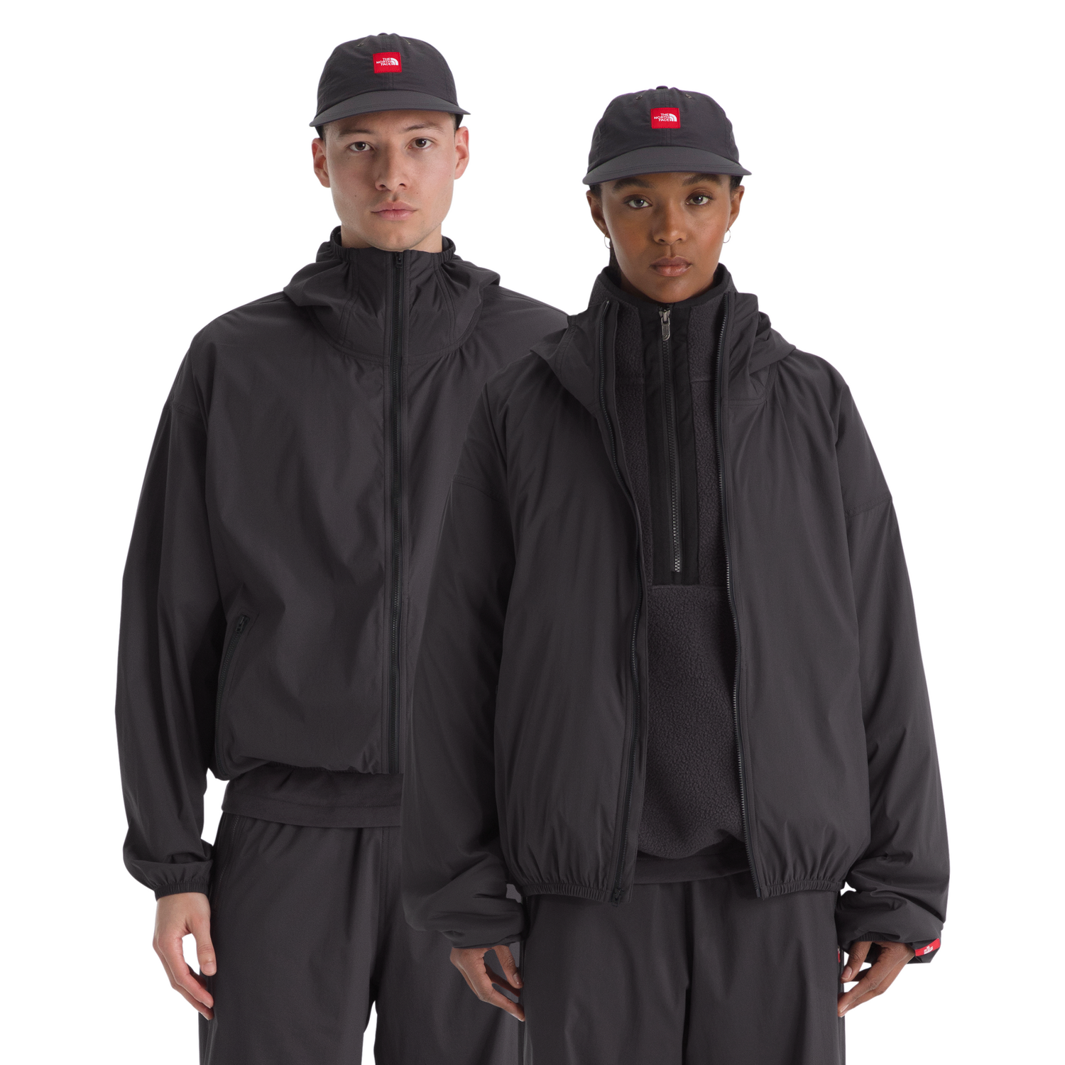 The North Face Men's Red Box Packable Hooded Wind Jacket in Obsidian