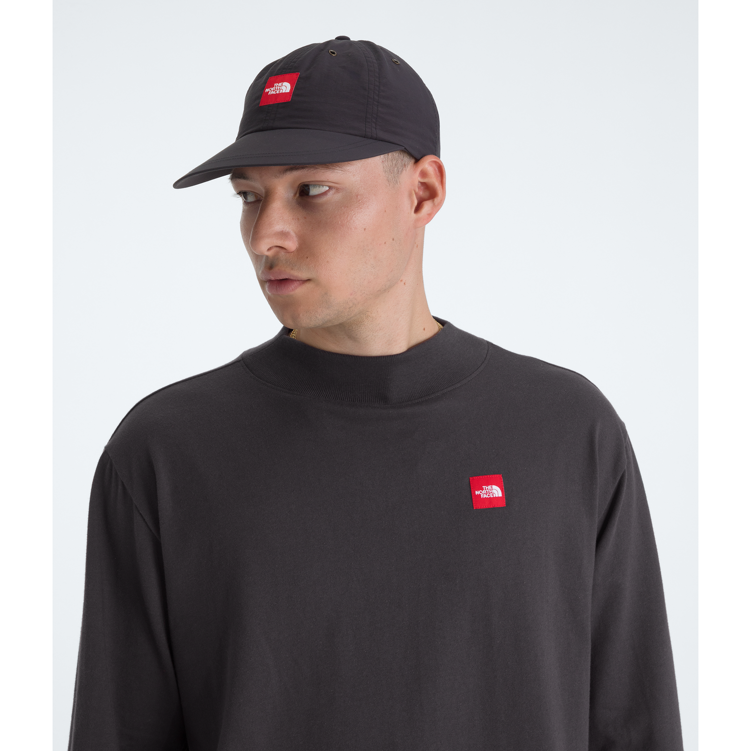The North Face Men's Red Box Long-Sleeve Tee in Obsidian