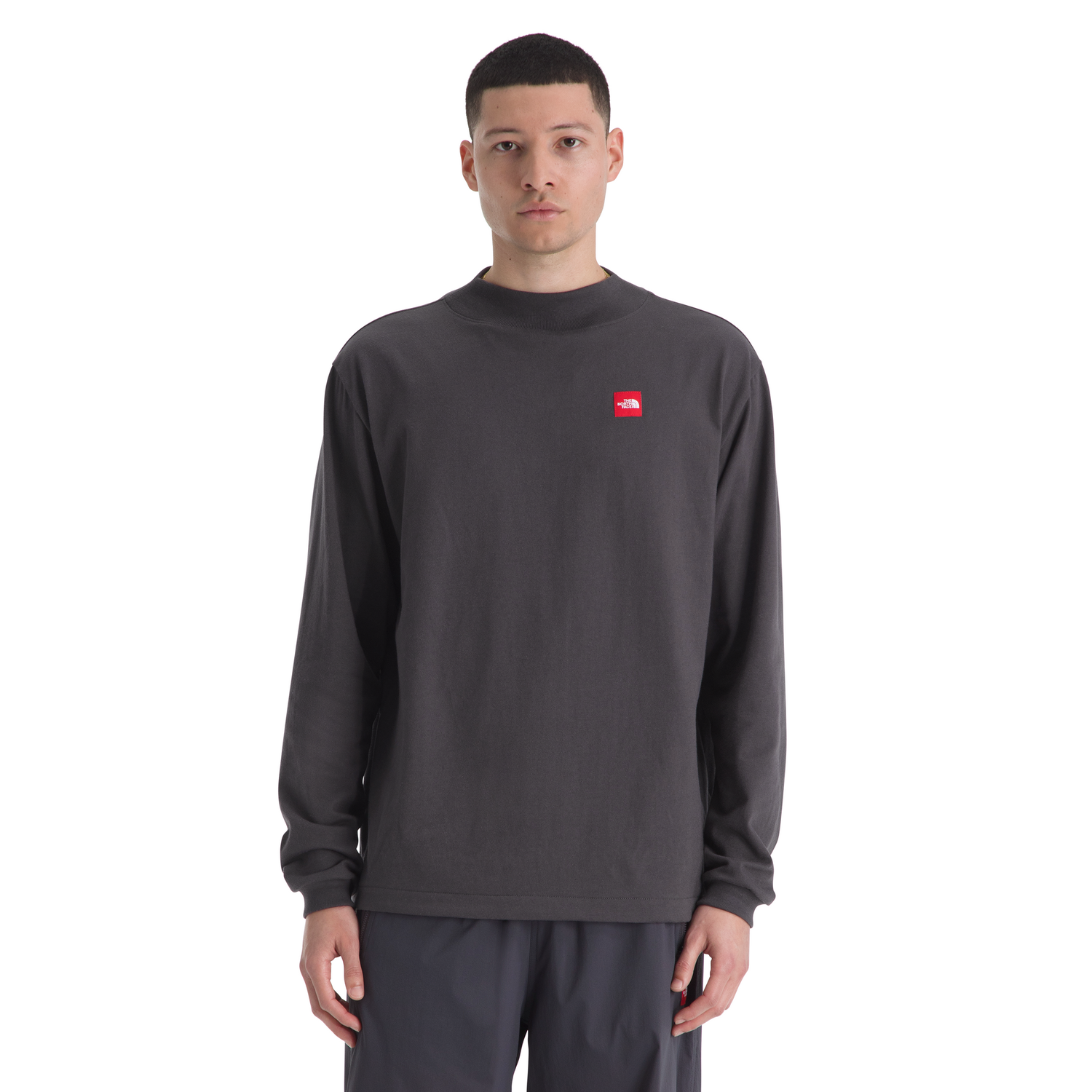 The North Face Men's Red Box Long-Sleeve Tee in Obsidian