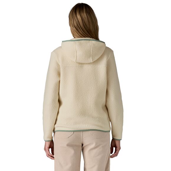 Patagonia Women's Retro Pile Fleece Hoody in Natural w/ Ellwood Green