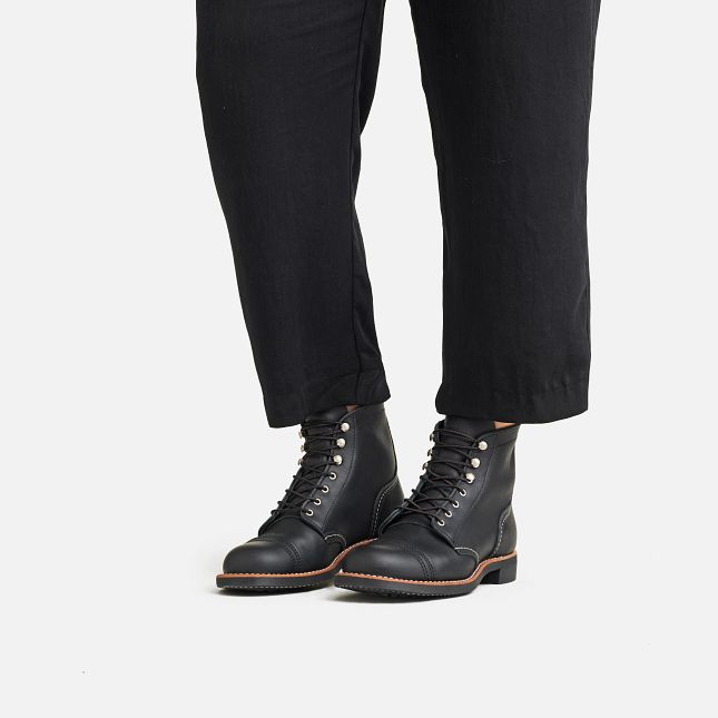 Red Wing Women's Iron Ranger Short Boot in Black Boundary Leather
