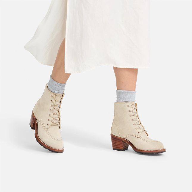 Red Wing Women's Clara Heeled Boot in White Sand Mohave Leather