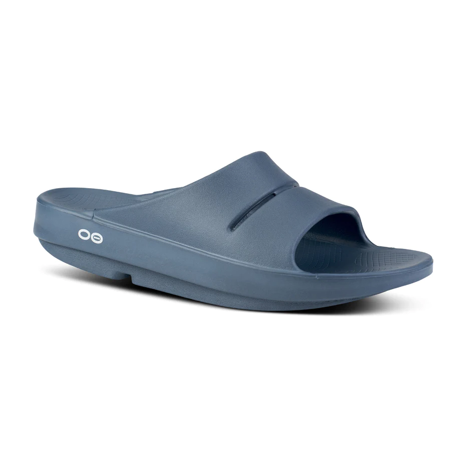 OOFOS Unisex Ooahh Slide Sandal in Moroccan Blue  Unisex Footwear