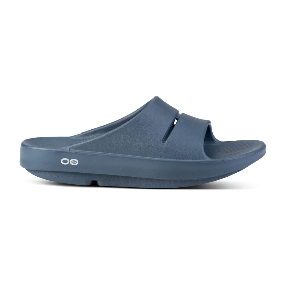 OOFOS Unisex Ooahh Slide Sandal in Moroccan Blue  Unisex Footwear