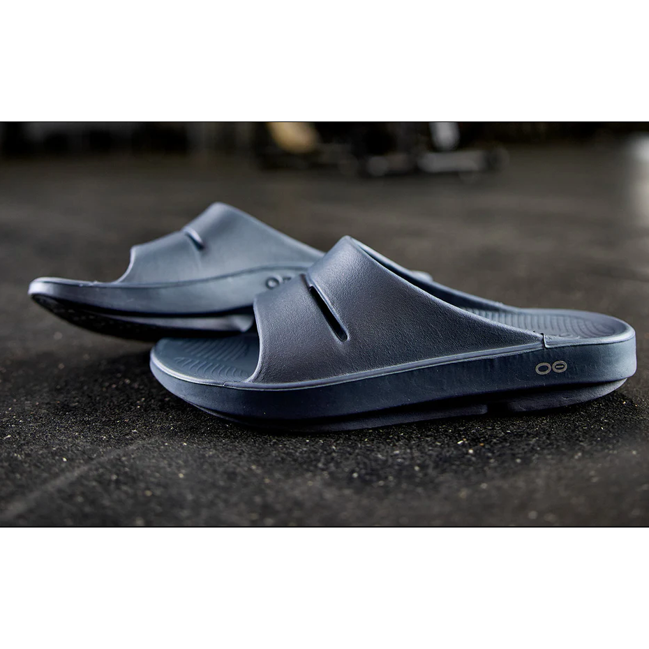 OOFOS Unisex Ooahh Slide Sandal in Moroccan Blue  Unisex Footwear